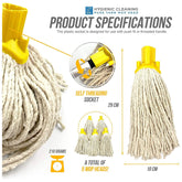 Colour Coded Yellow Cotton Mop Head 12PY - Pack of 5